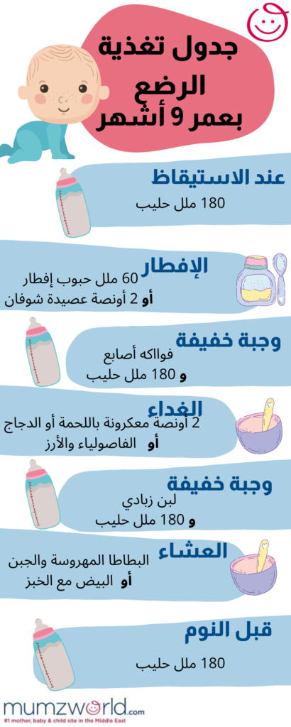 جدول طعام الطفل في الشهر التاسع