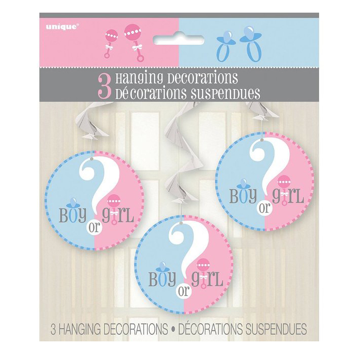 Unique gender reveal baby shower hanging decorations