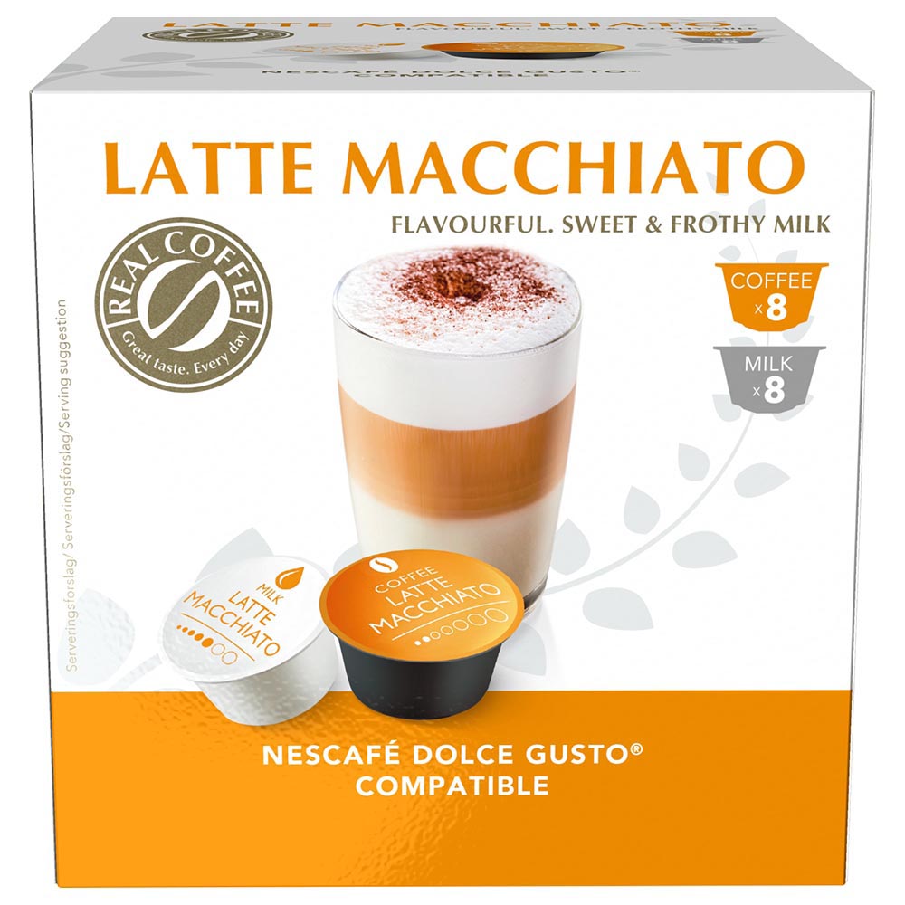 Spin 3-in-1 caffe latte, 16 Dolce Gusto capsules by Real Coffee