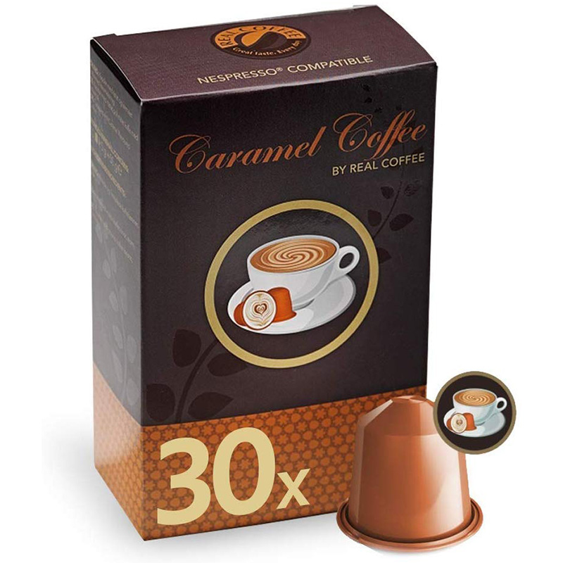 Real Coffee Nespresso-compatible flavored caramel coffee, 30 capsules